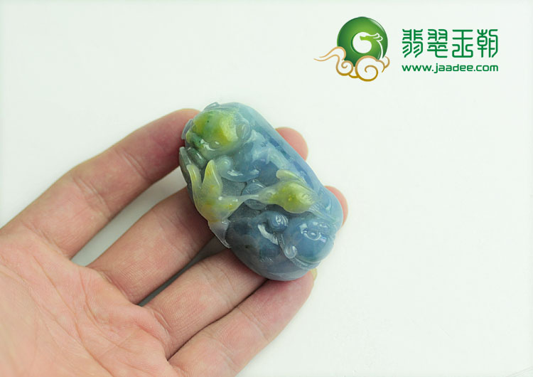 冰种三彩缅甸翡翠合欢挂件