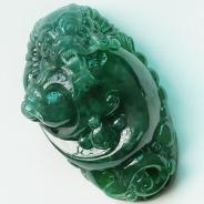 冰种油青缅甸翡翠龙头如意手玩件