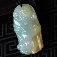 冰种黄翡缅甸翡翠钟馗挂件