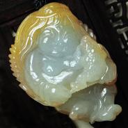 糯冰种黄翡缅甸翡翠刘海戏金蟾挂件