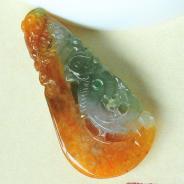 冰种黄翡晴水缅甸翡翠龙凤呈祥挂件