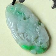 糯冰种飘翠缅甸翡翠连年有余挂件