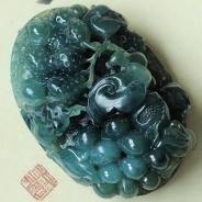 糯冰种油青缅甸翡翠处处发财手玩件