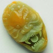 糯冰种黄翡缅甸翡翠张天师挂件