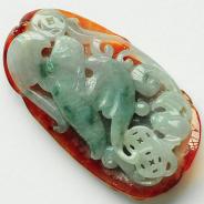 冰种红翡飘花缅甸翡翠福在眼前挂件