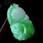 糯冰种翠色缅甸翡翠福禄寿挂件