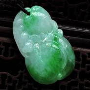冰种翠色缅甸翡翠福禄寿挂件