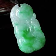 糯冰种翠色缅甸翡翠如意寿挂件