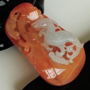 糯冰种红黄翡缅甸翡翠凤来仪(挂件/手玩件)