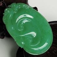 糯冰种苹果绿满绿缅甸翡翠如意挂件