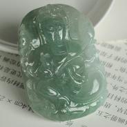 冰种蓝晴水缅甸翡翠观音挂件