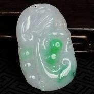 糯冰种飘翠缅甸翡翠龙行如意挂件