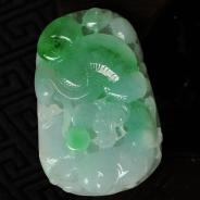 冰种飘翠缅甸翡翠龙行如意挂件