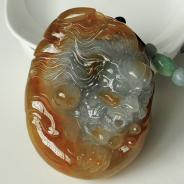 冰种黄翡缅甸翡翠部落首领头手玩件