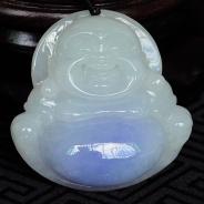 糯冰种紫罗兰缅甸翡翠玉佛挂件