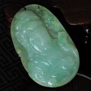 糯冰种青色缅甸翡翠观音头挂件