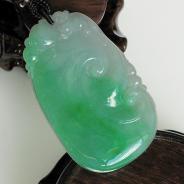 糯冰种翠色缅甸翡翠如意挂件