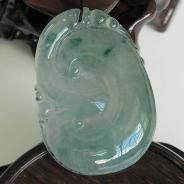 冰种飘花缅甸翡翠如意挂件
