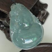冰种蓝晴水缅甸翡翠福禄寿挂件