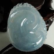 冰种蓝晴水缅甸翡翠如意挂件