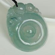 冰种略飘花缅甸翡翠福在眼前挂件