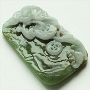feicui糯冰种蓝晴水缅甸翡翠福在眼前挂件