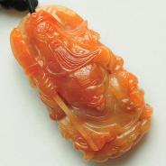 糯冰种红翡缅甸翡翠关公挂件