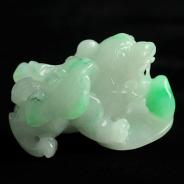 糯冰种飘翠缅甸翡翠貔貅挂件
