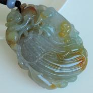 糯冰种黄翡缅甸翡翠福寿连绵手玩件