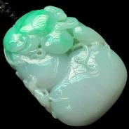 糯冰种翠色缅甸翡翠福禄寿挂件