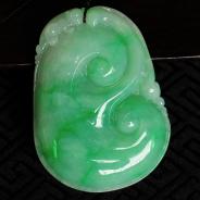 糯冰种飘翠缅甸翡翠如意挂件
