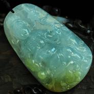 冰种晴水黄翡缅甸翡翠观音挂件