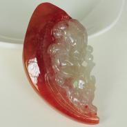 冰种红翡缅甸翡翠仿古龙挂件