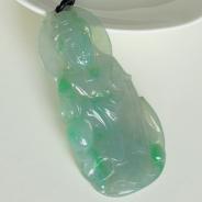 冰种蓝晴水飘翠缅甸翡翠观音挂件