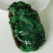 糯冰种黄加绿缅甸翡翠富贵花开挂件