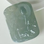 冰种晴水缅甸翡翠荷塘月色挂件