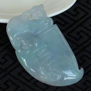 糯冰种晴水淡春缅甸翡翠龙行如意挂件
