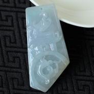 糯冰种晴水淡春缅甸翡翠仿古龙凤呈祥挂件