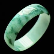 冰种飘花缅甸翡翠手镯（53.2mm）