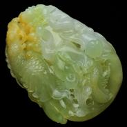 冰种黄翡缅甸翡翠英明神武挂件