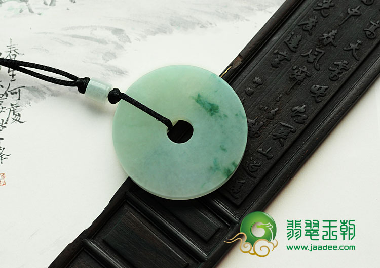糯冰种飘花缅甸翡翠平安扣挂件