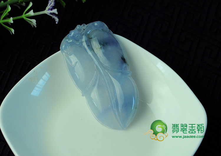 冰种紫罗兰飘花缅甸翡翠叶子挂件