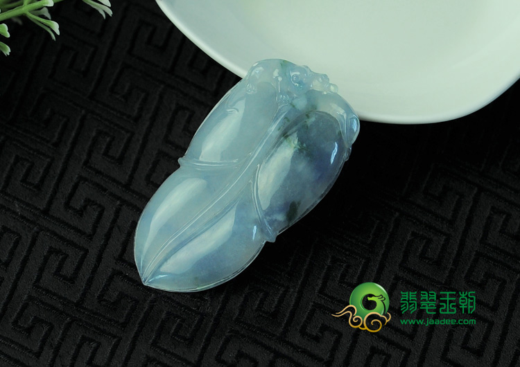 冰种紫罗兰飘花缅甸翡翠叶子挂件