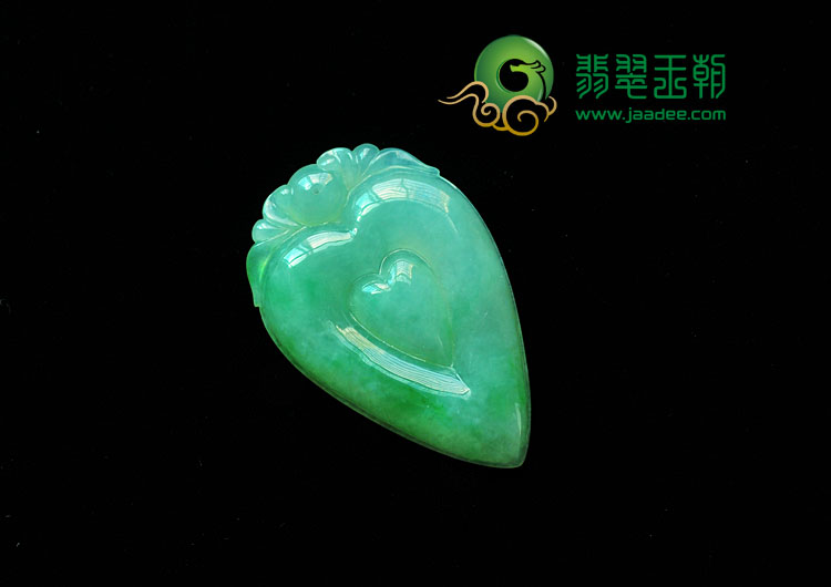 冰种绿晴水缅甸翡翠心心相印挂件