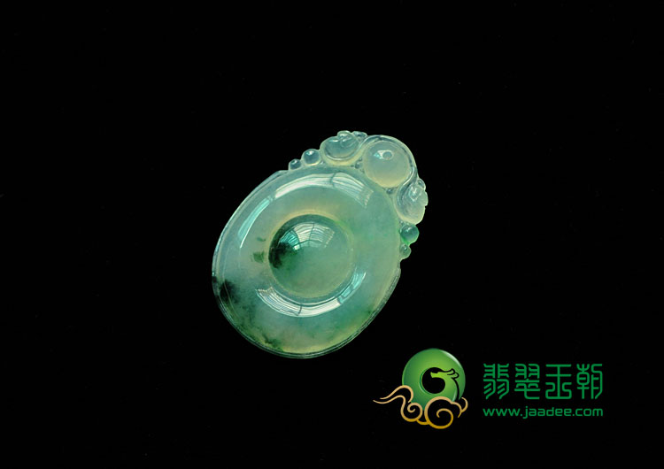 冰种飘花缅甸翡翠福在眼前挂件