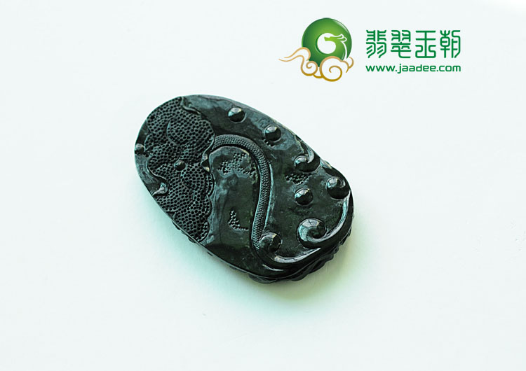 细糯种墨翠缅甸翡翠钟馗挂件
