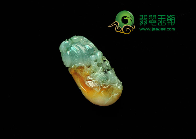 冰种黄翡飘花缅甸翡翠年年有余挂件