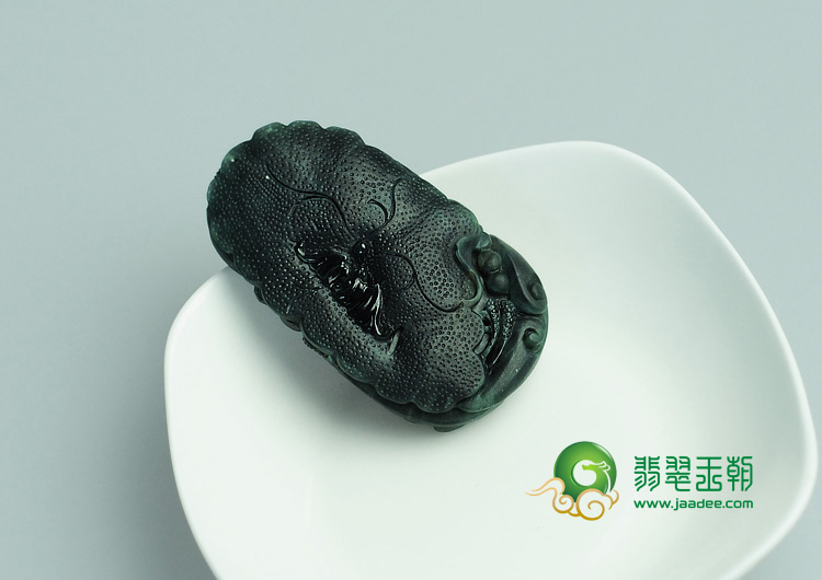 冰种墨翠缅甸翡翠福在眼前挂件