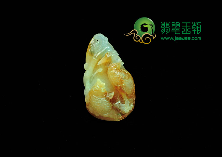 糯冰种黄翡缅甸翡翠一路连科挂件