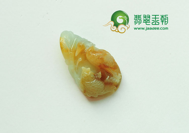 糯冰种黄翡缅甸翡翠一路连科挂件